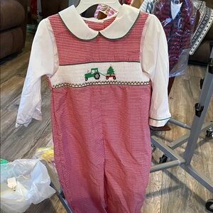 Petit Ami Red and White Gingham Romper